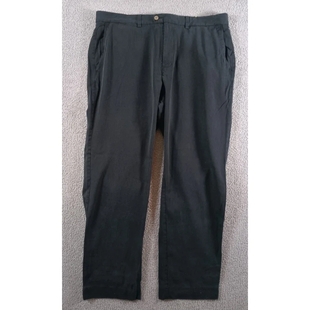 Tommy Bahama Mens 36x32 Silk Pants Black Flat Front Resort Casual